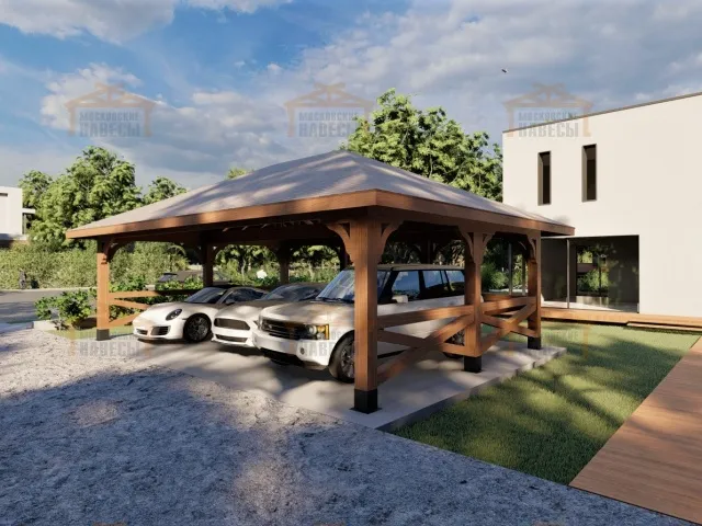 Навес для 3ех машин ВЕСТА — Фото 7