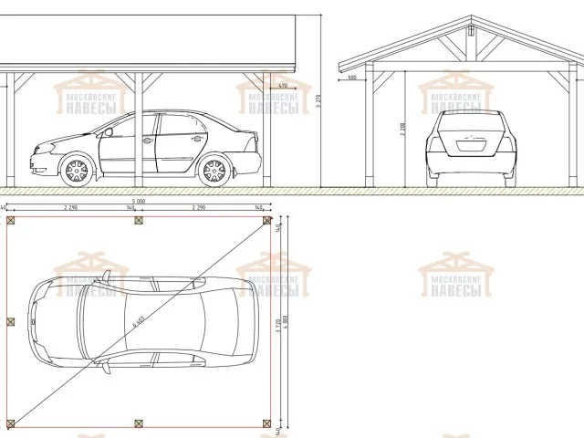 Навес для одного автомобиля ЛОТУС — Фото 5
