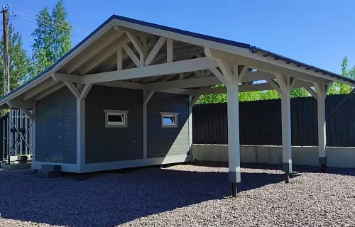 Навес для двух автомобилей с хозблоком КАРЕЛИЯ 2.0 — Фото 2