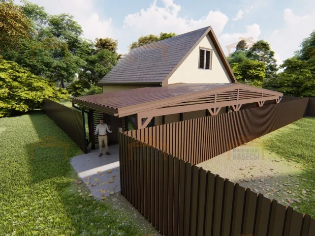 Навес для двух автомобилей с хозблоком КОЛОРАДО — Фото 2