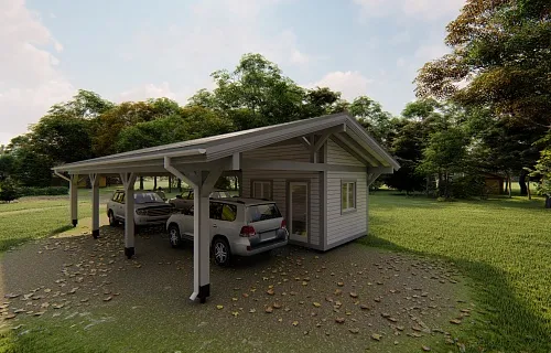 Навес для трех машин c хозблоком ТРИО XL — Фото 3