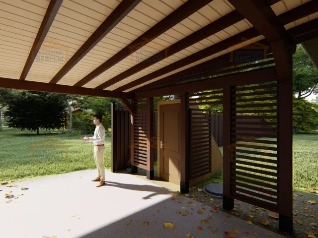 Навес для двух автомобилей с хозблоком КОЛОРАДО — Фото 3