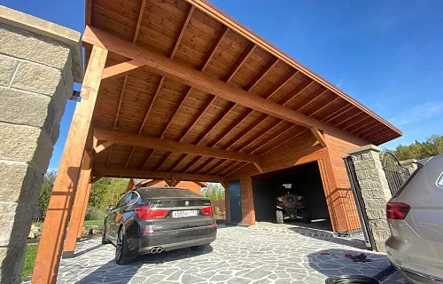 Навес для двух машин с хозблоком ОРЕГОН — Фото 3