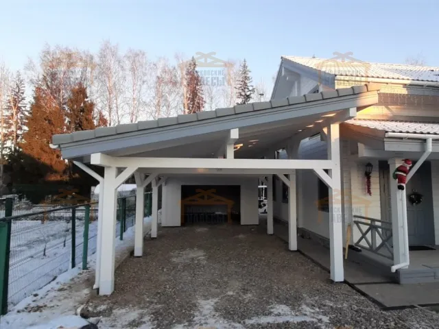 Навес с гаражом МЕДВЕЖИЙ — Фото 1