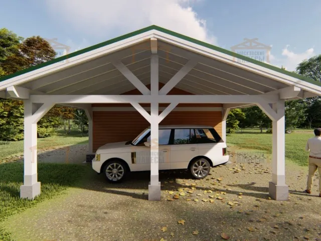 Навес для двух автомобилей с гаражом ТАЕЖНЫЙ — Фото 7