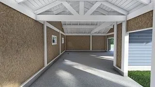 Навес для двух машин с хозблоком ГОРКИ - миниатюра