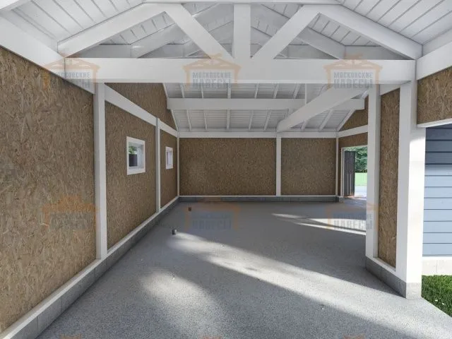 Навес для двух машин с хозблоком ГОРКИ — Фото 8