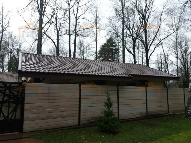 Деревянный навес для двух авто НОВОГОРСКИЙ — Фото 4