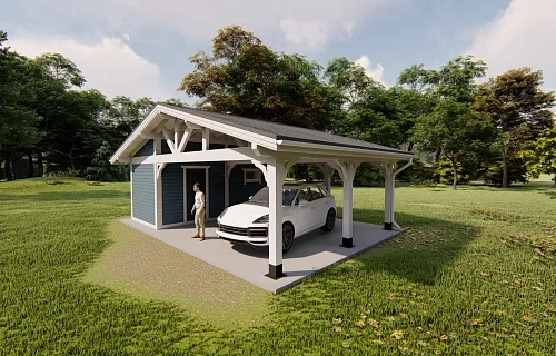 Навес для двух автомобилей с хозблоком БАВАРИЯ MAXI — Фото 11