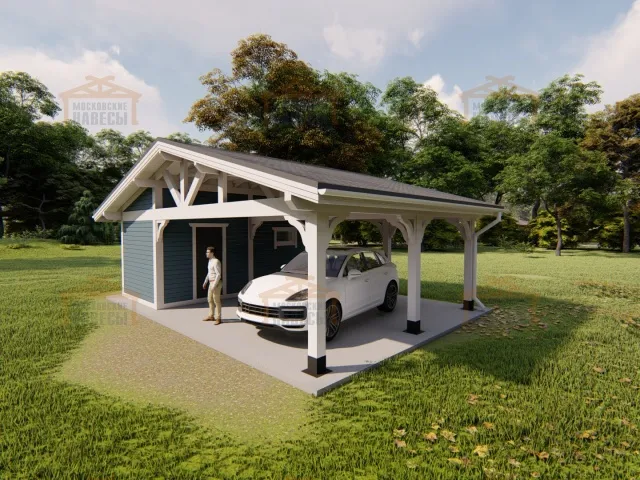 Навес для двух автомобилей с хозблоком БАВАРИЯ MAXI — Фото 11