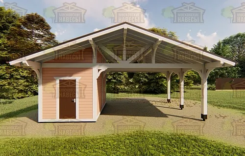 Навес для двух автомобилей с хозблоком КОНСУЛ 2.0 — Фото 6