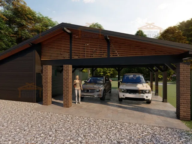 Навес для двух машин с хозблоком ВИКИНГ 2.0 — Фото 11
