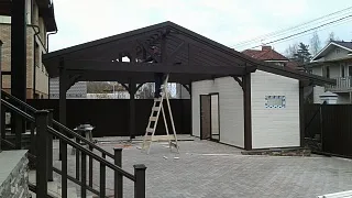 Навес для двух автомобилей с хозблоком КАРЕЛИЯ - миниатюра