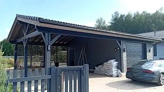 Навес для двух авто с хозблоком ПАРКВИЛЛЬ - миниатюра