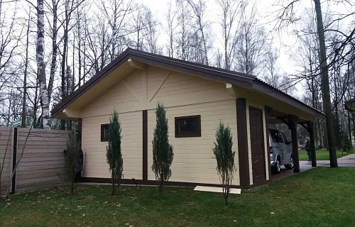 Деревянный навес для двух авто НОВОГОРСКИЙ — Фото 3