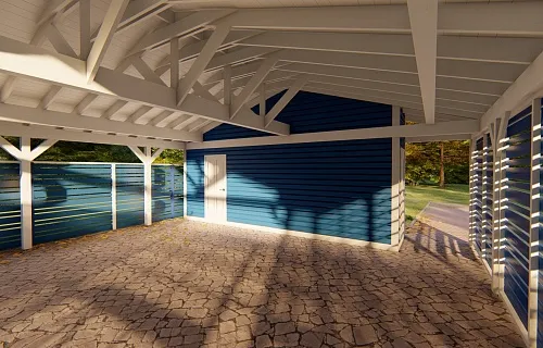 Навес для трех авто с хозблоком СОНАТА — Фото 4