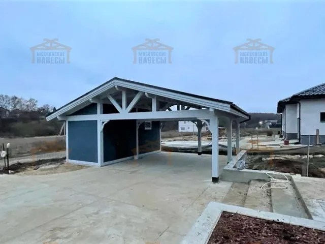 Навес для двух автомобилей с хозблоком БАВАРИЯ MAXI — Фото 3
