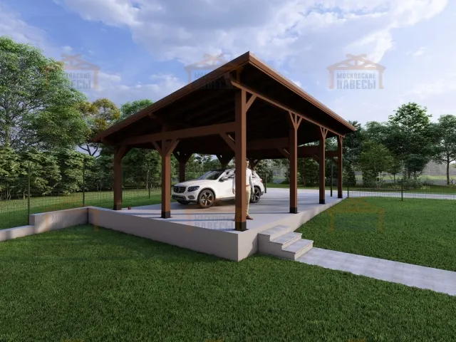 Односкатный навес для двух машин ХАРТВУД 2.0 — Фото 9