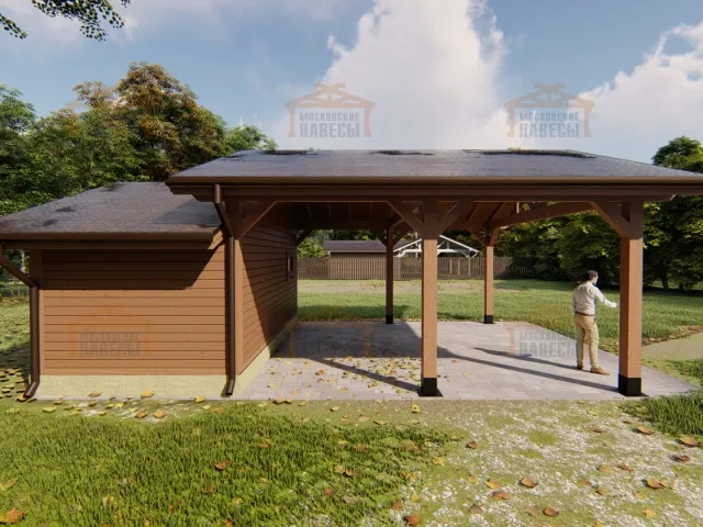 Навес для двух авто с хозблоком ЮПИТЕР — Фото 6