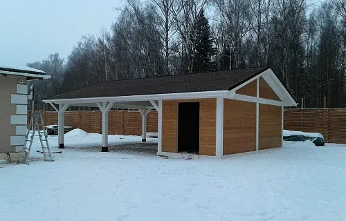 Навес для двух машин с хозблоком РИВЬЕРА 2.0 — Фото 4