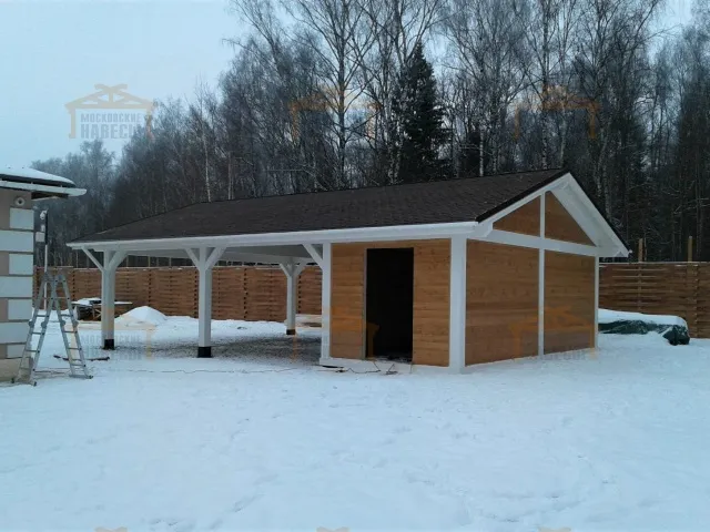 Навес для двух машин с хозблоком РИВЬЕРА 2.0 — Фото 4