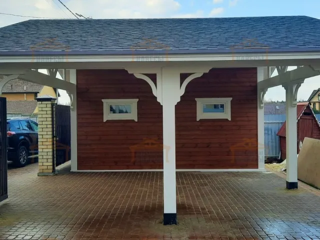 Навес для двух автомобилей с хозблоком БАВАРИЯ — Фото 6