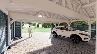 Навес для трех авто с хозблоком СОНАТА - миниатюра