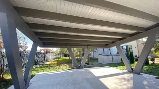 Односкатный навес для двух авто ХАЙТЕК - миниатюра
