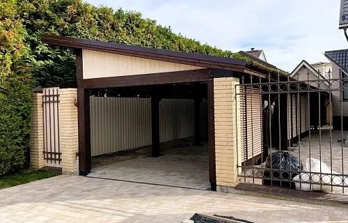 Деревянный навес для авто с ограждениями МОНТЕ-КАРЛО — Фото 1