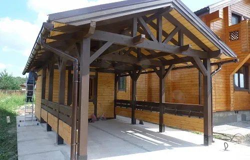 Навес для двух машин с хозблоком ГОРКИ — Фото 5