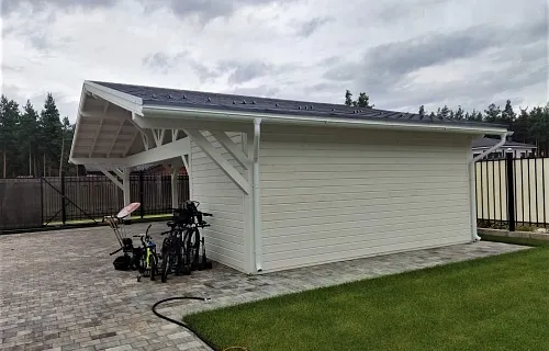 Навес для двух машин с хозблоком ВИКИНГ — Фото 2