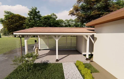 Навес для одной машины с хозблоком МОНАКО — Фото 10