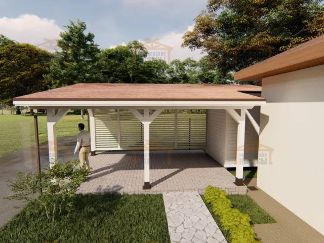 Навес для одной машины с хозблоком МОНАКО — Фото 10