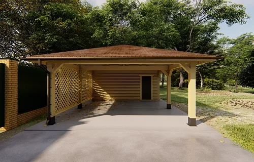 Навес для двух машин с хозблоком МЕЦЦО — Фото 5