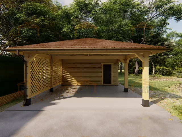 Навес для двух машин с хозблоком МЕЦЦО — Фото 5