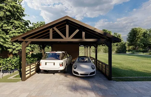 Навес для двух авто с хозблоком ПАРКВИЛЛЬ — Фото 3