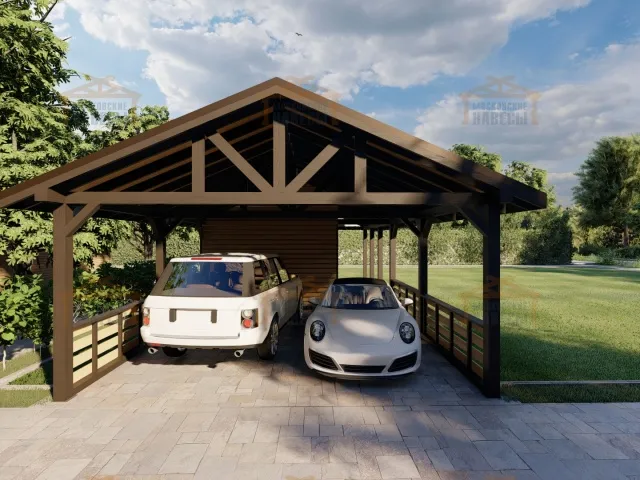 Навес для двух авто с хозблоком ПАРКВИЛЛЬ — Фото 3