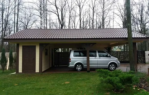 Деревянный навес для двух авто НОВОГОРСКИЙ — Фото 2