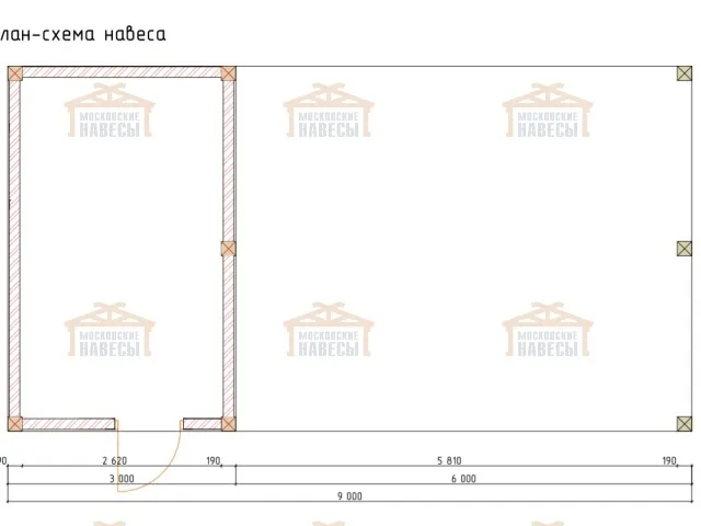Навес для двух автомобилей с хозблоком КОНСУЛ — Фото 6