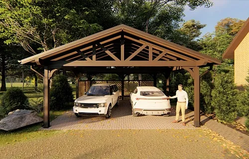 Деревянный навес для машин с перголами ЭДЕМ — Фото 11