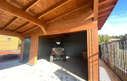 Навес для двух машин с хозблоком ОРЕГОН — Фото 5