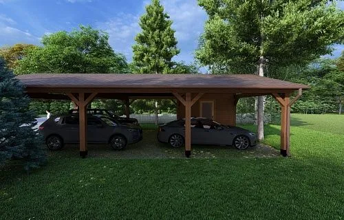 Навес для трех машин c хозблоком ТРИО XL — Фото 2