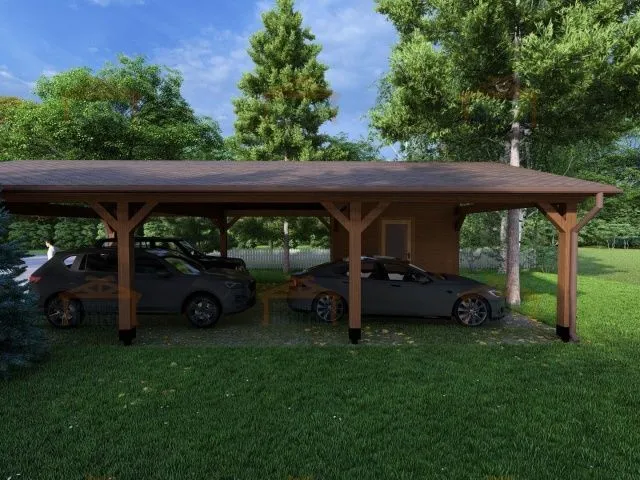 Навес для трех машин c хозблоком ТРИО XL — Фото 2