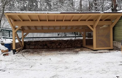 Деревянный навес для двух авто НИКОЛИНСКИЙ — Фото 2