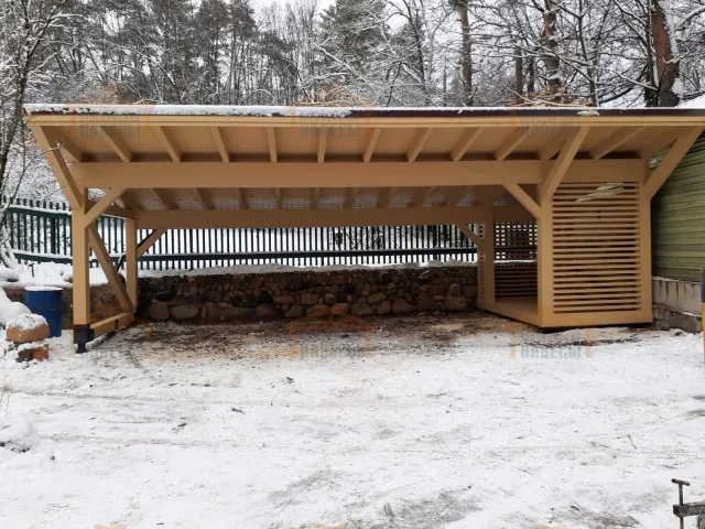 Деревянный навес для двух авто НИКОЛИНСКИЙ — Фото 2