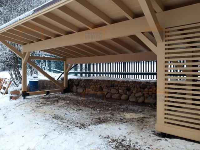 Деревянный навес для двух авто НИКОЛИНСКИЙ — Фото 5