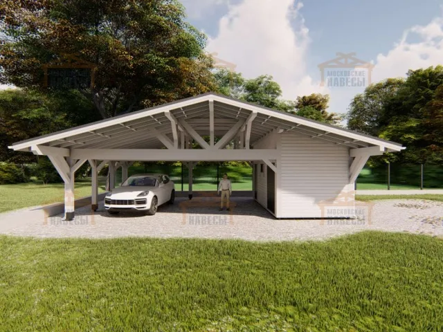 Навес для двух машин с хозблоком ВИКИНГ — Фото 4