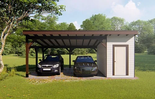 Навес для двух авто с хозблоком МОНОЛИТ — Фото 5