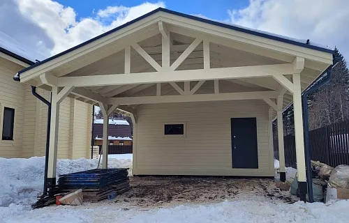 Навес для двух машин с хозблоком МАЯК — Фото 3