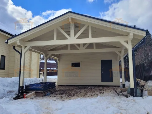 Навес для двух машин с хозблоком МАЯК — Фото 3